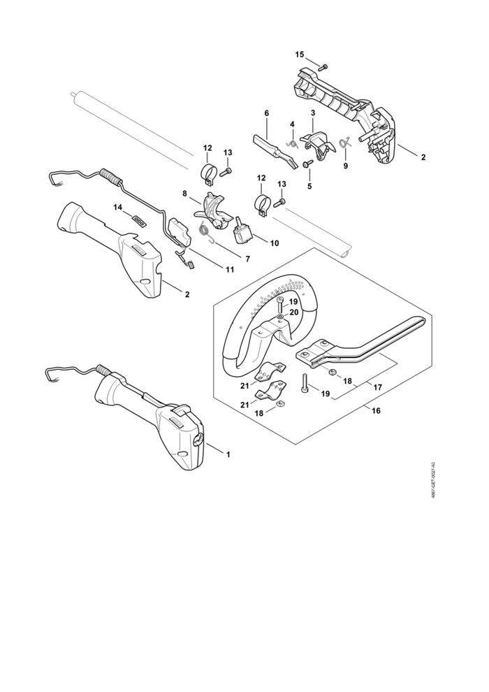 STIHL 4134-182-4500 Schenkelfeder positie 7 technische tekening