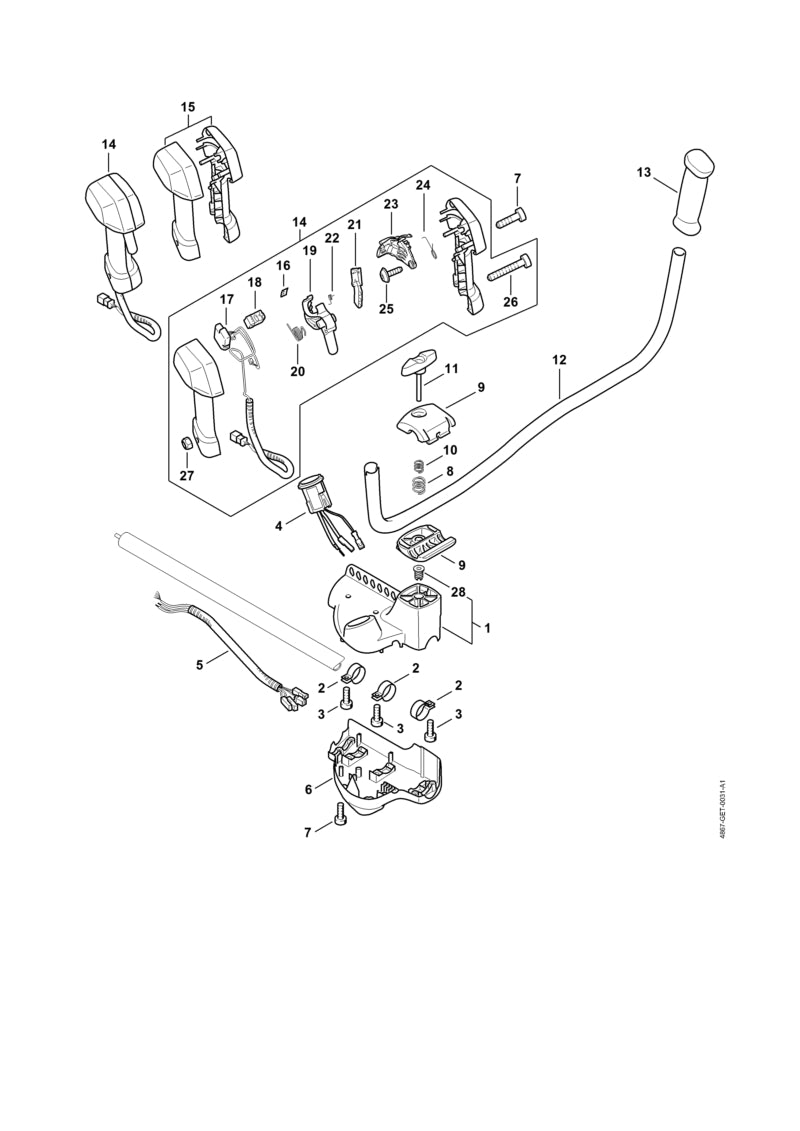 STIHL 4867-430-2200 Kabelbaum positie 5 technische tekening