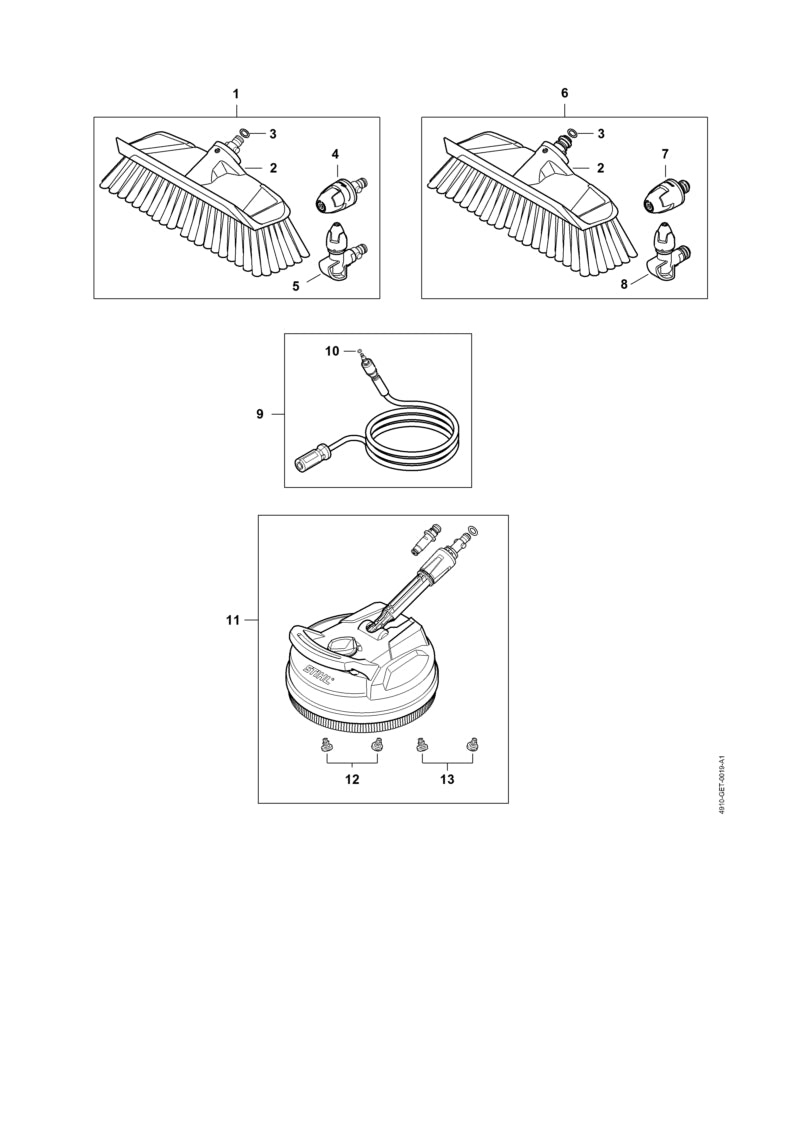 STIHL 4910-500-6301 Düse abgewinkelt positie 8 technische tekening