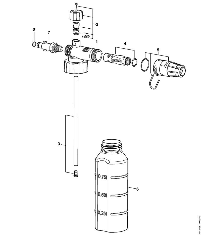 STIHL 4925-703-1600 Schlauch positie 3 technische tekening