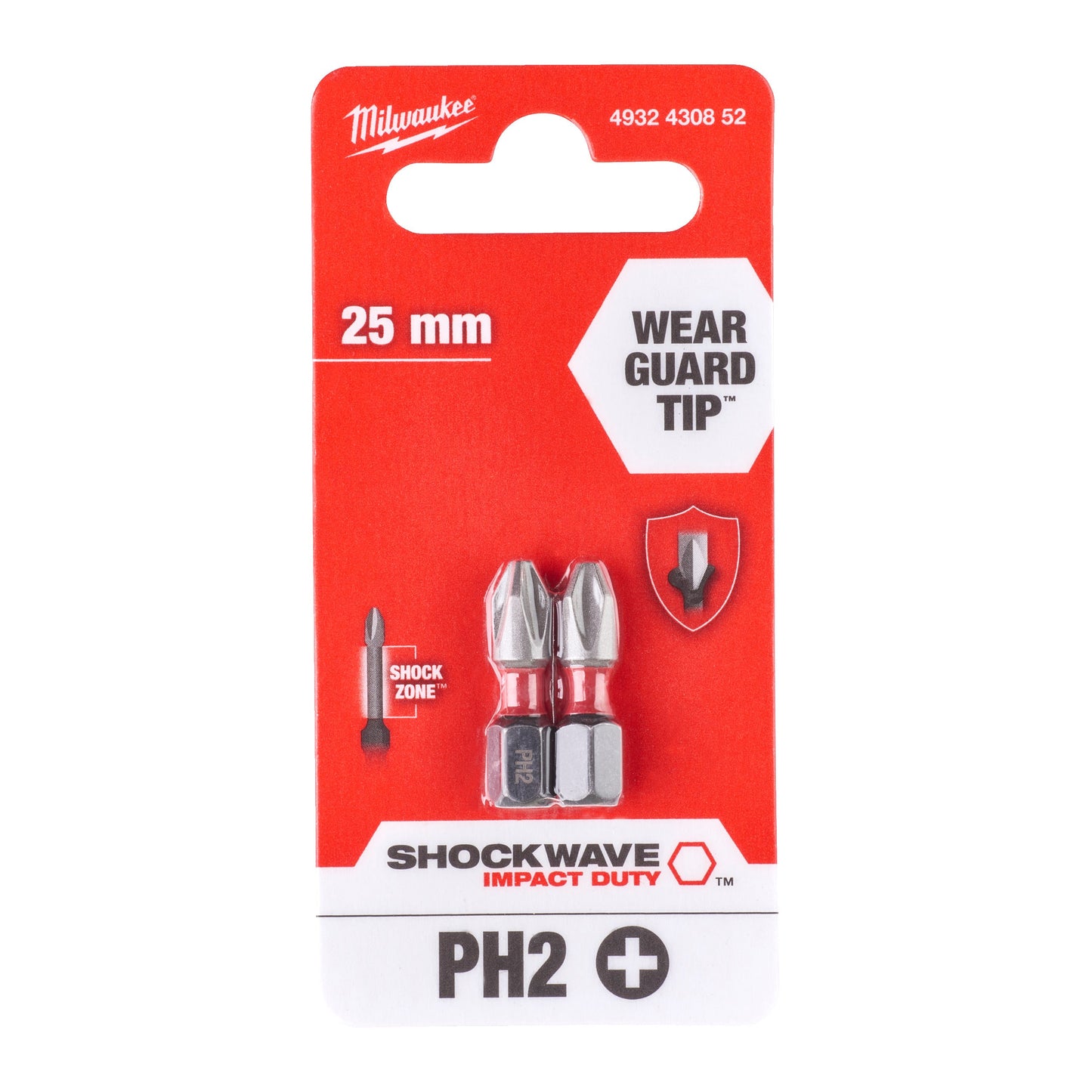 Milwaukee SHOCKWAVE™ IMPACT DUTY Schraubbits PH2 x 25 mm - 2 Stück