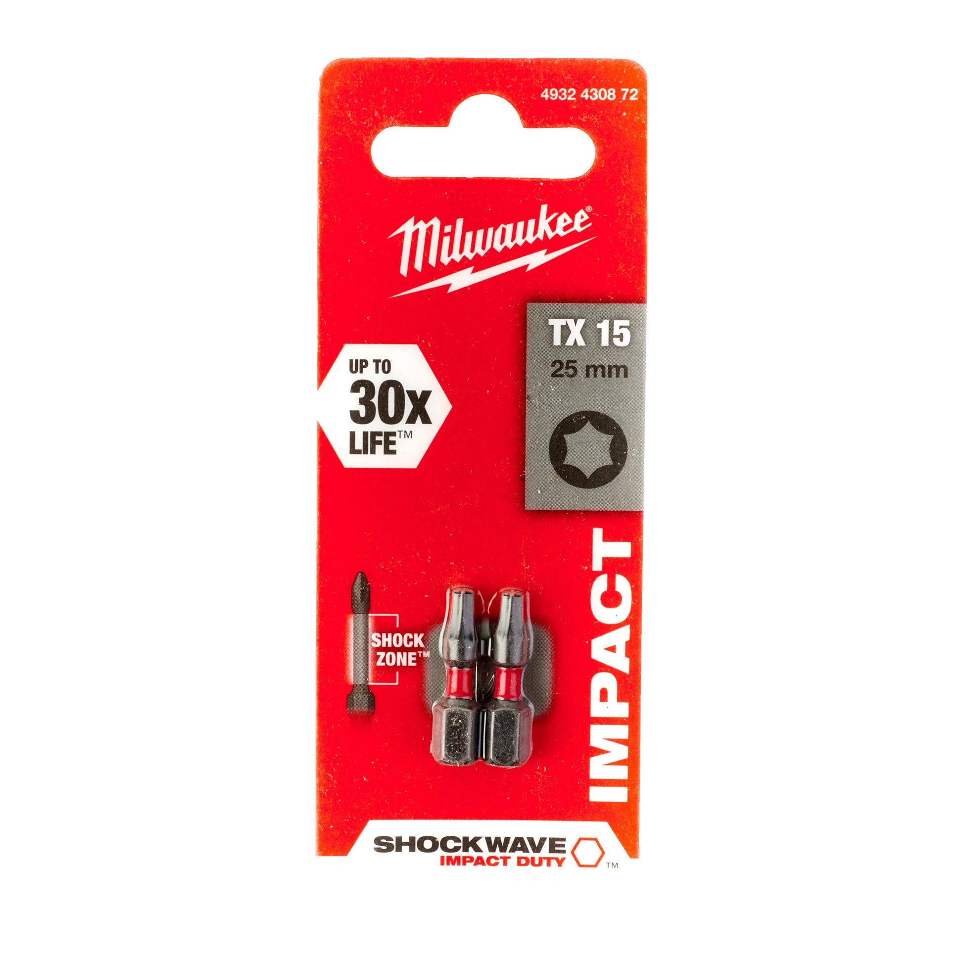 Milwaukee SHOCKWAVE™ IMPACT DUTY TX15 x 25 mm Schraubbits - 2 Stück