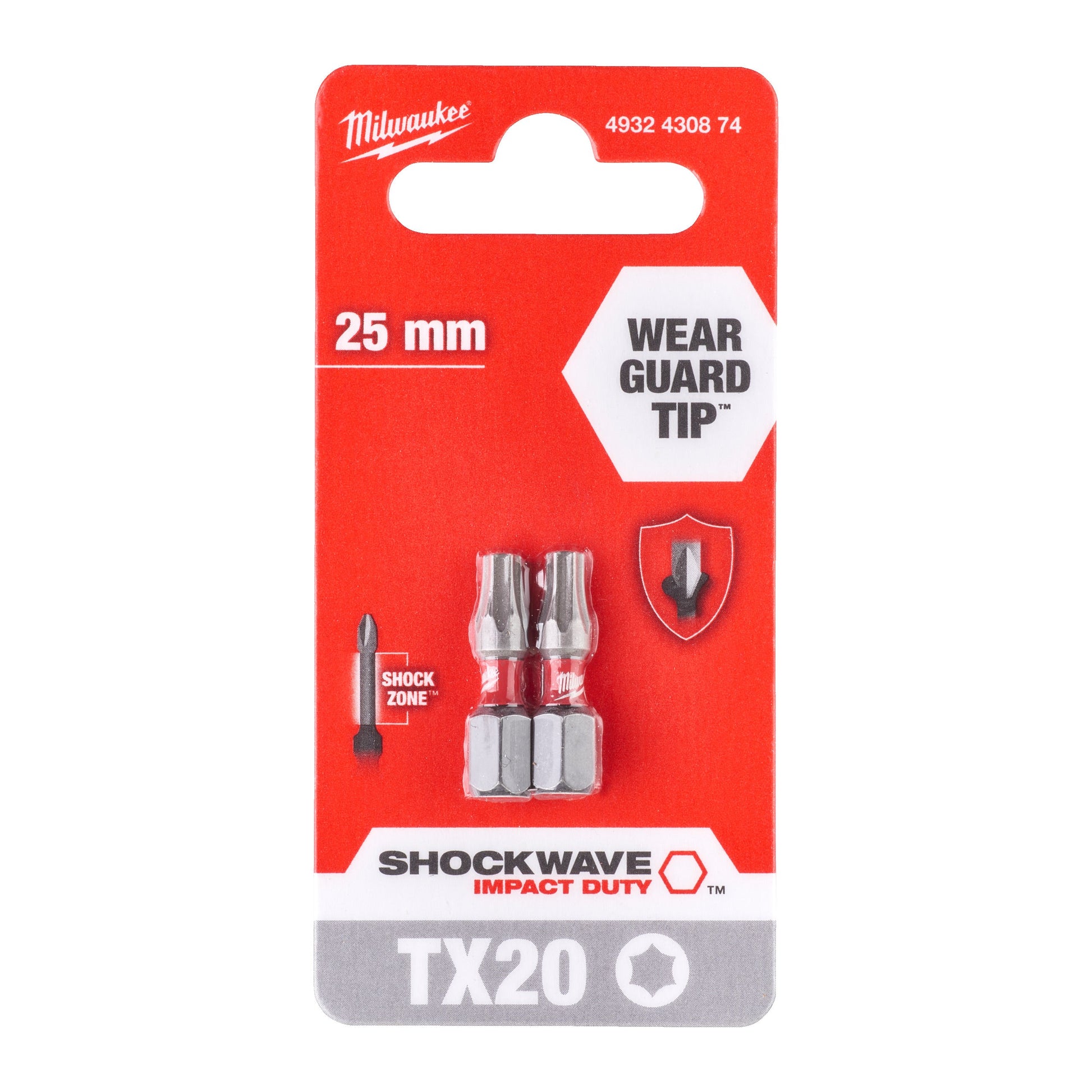 Milwaukee SHOCKWAVE™ IMPACT DUTY Schraubbits Shockwave TX20 x 25 mm - 2 pcs