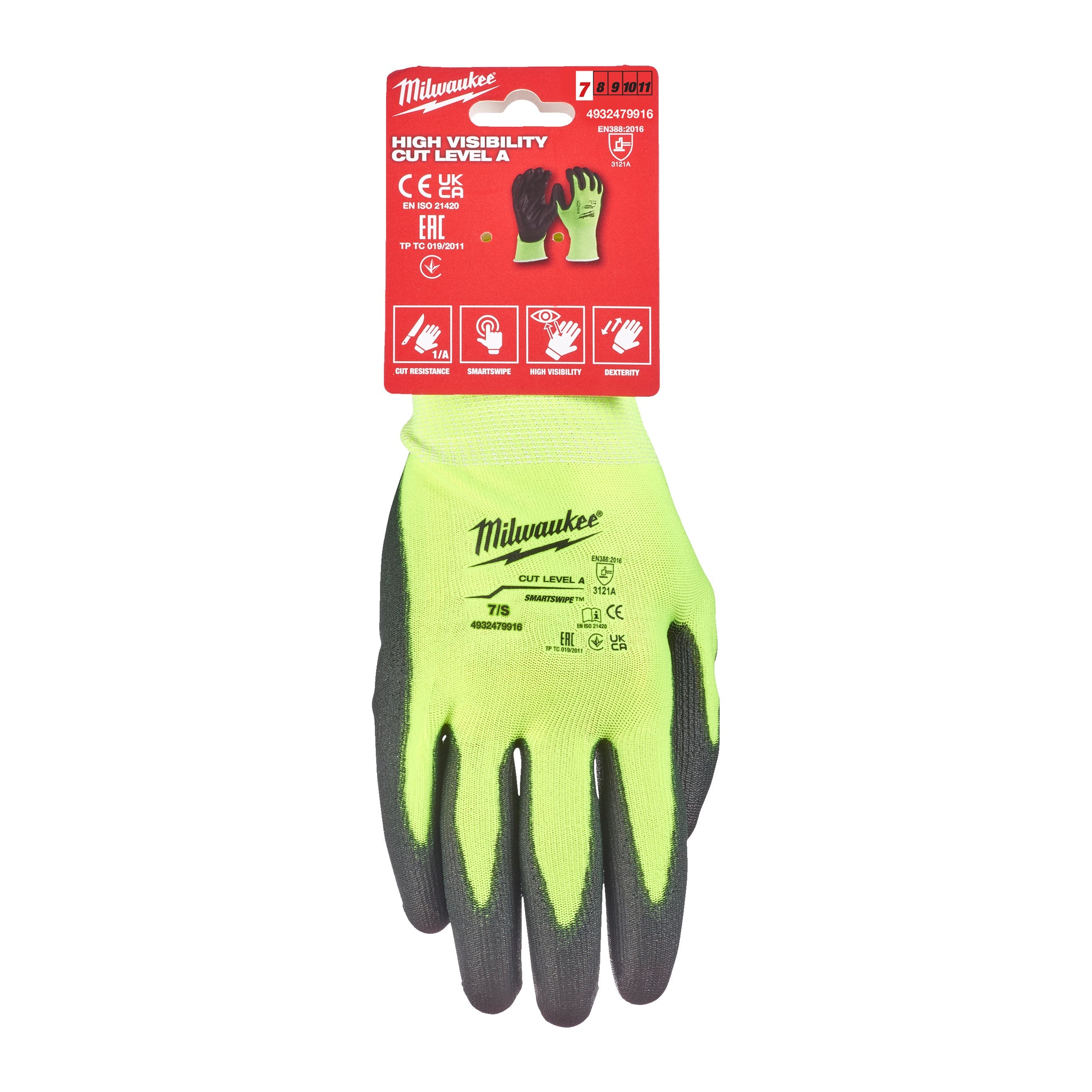 milwaukee handschuhe Milwaukee Hi-Vis Cut A Handschuhe - 7/S