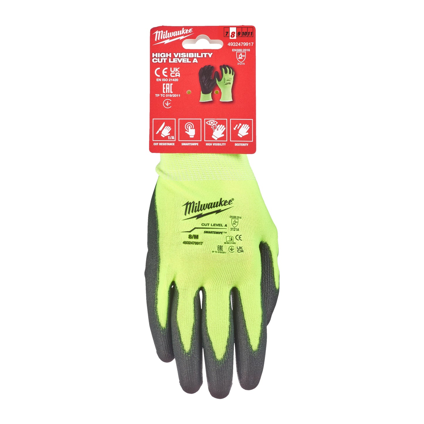 MILWAUKEE® Hi-Vis Cut A Handschuhe 8/M