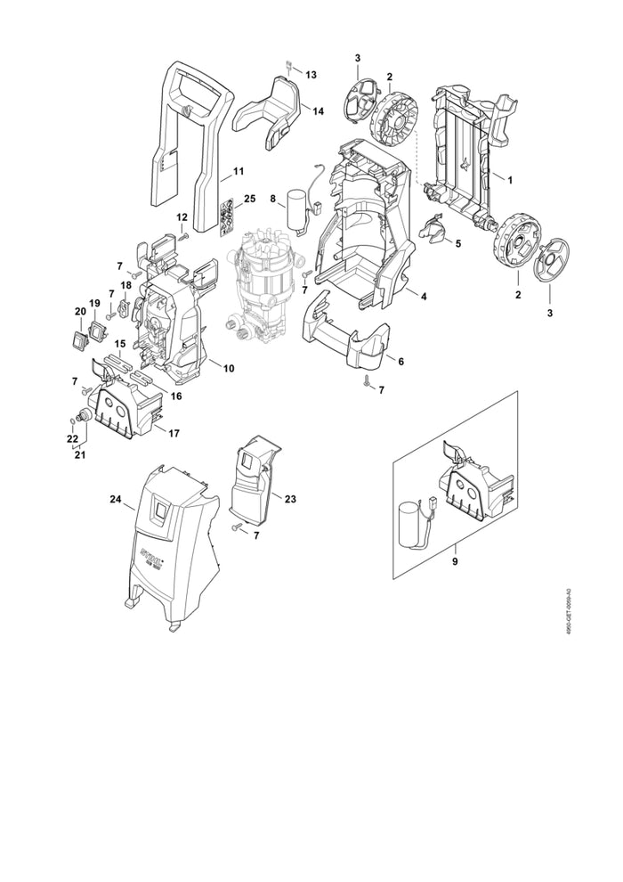 STIHL 0000-967-7518 Warnhinweis RE positie 25 technische tekening