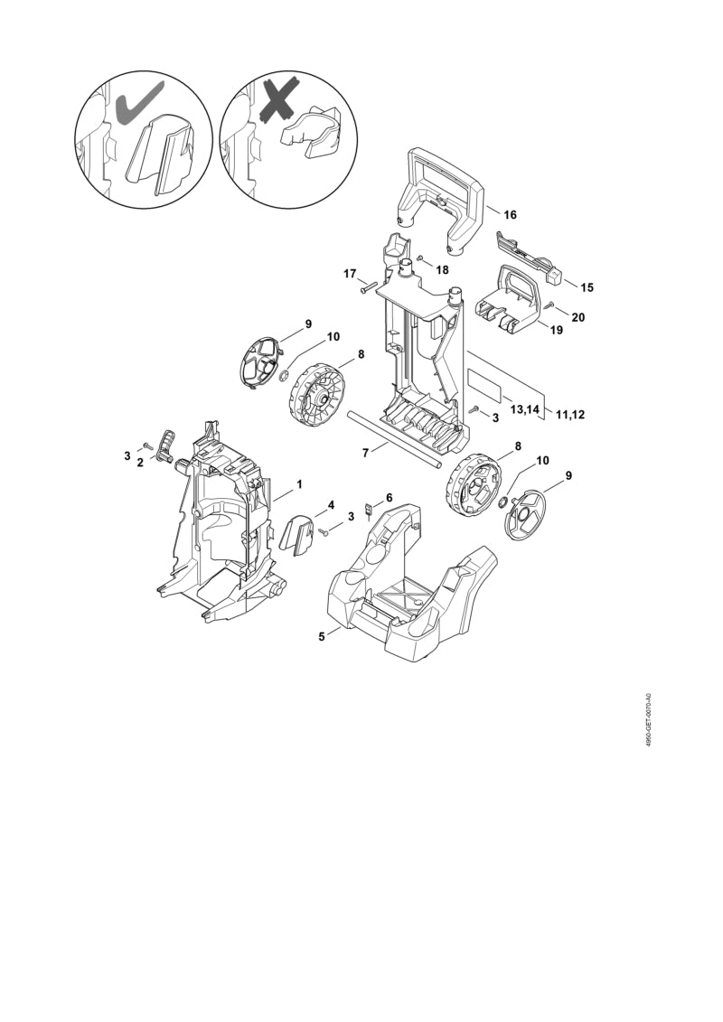 STIHL 4950-790-5106 Abdeckung hinten RE 110-140 RoW positie 11 technische tekening