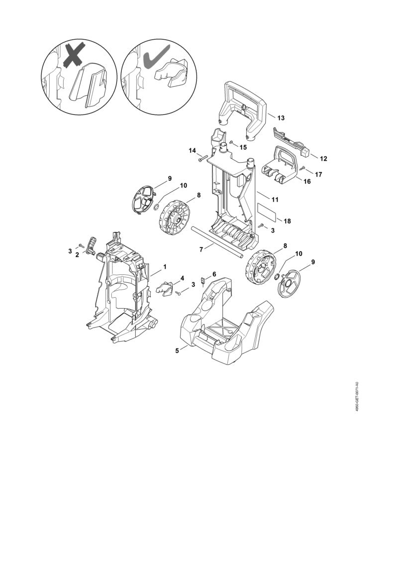 STIHL 4950-792-6300 Schlauchhalter positie 16 technische tekening