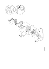 STIHL 4950-500-8100 Schlauchtrommel positie 1 technische tekening