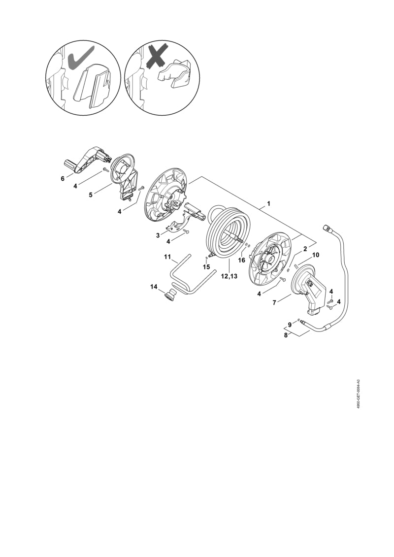 STIHL 4950-790-7400 Kurbel positie 6 technische tekening