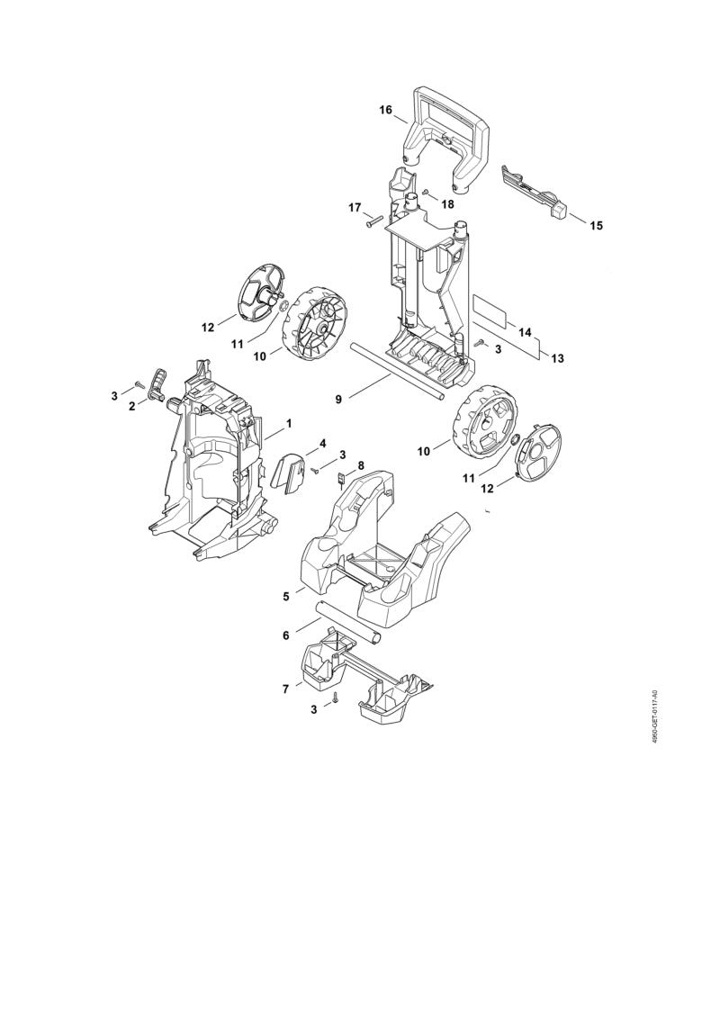 STIHL 4950-798-1703 Fuß RE 120/130 positie 5 technische tekening
