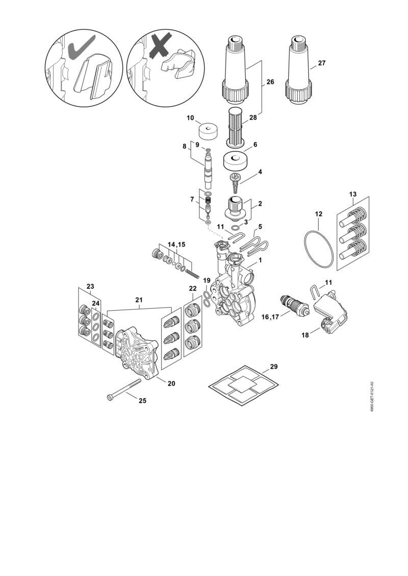 STIHL 4950-647-0403 Pumpengehäuse positie 1 technische tekening