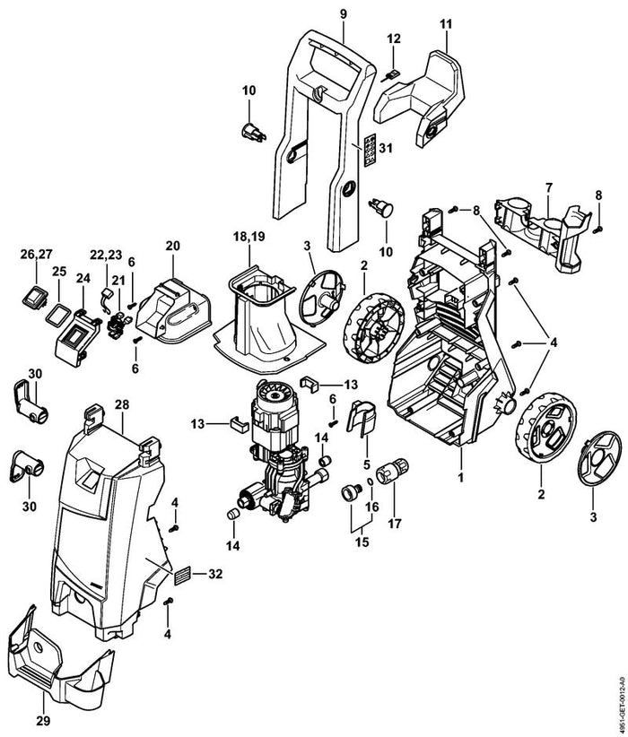 STIHL 0000-967-7522 Warnhinweis RE 90/95 positie 31 technische tekening