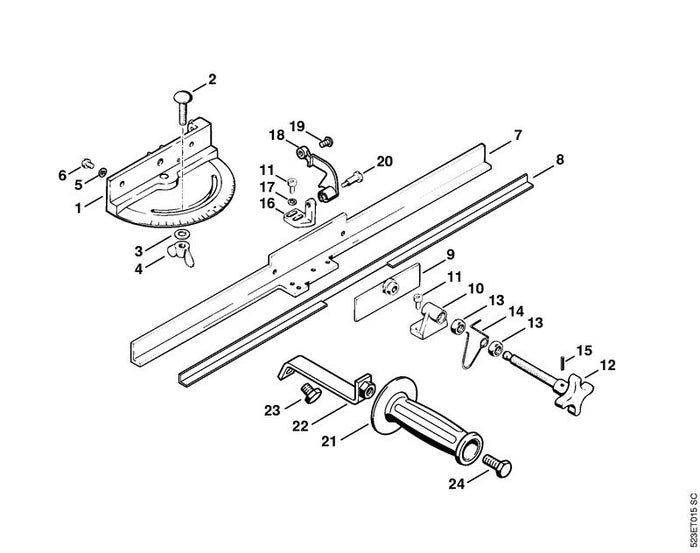 STIHL 9008-319-2320 Sechskantschraube DIN933-M10x12-8.8 positie 23 technische tekening