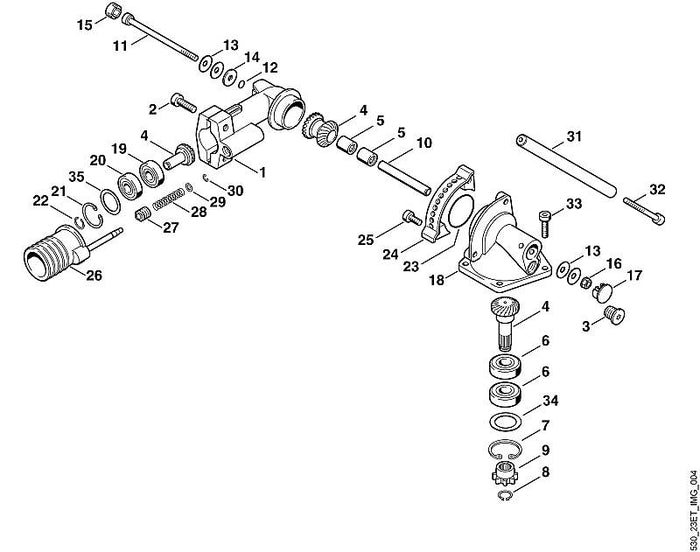 STIHL 9022-341-1430 Zylinderschraube IS M6x50x24 positie 32 technische tekening