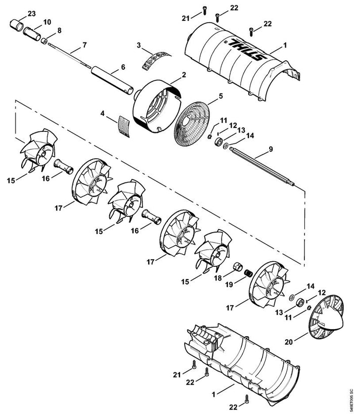 STIHL 0000-997-2007 Druckfeder positie 19 technische tekening