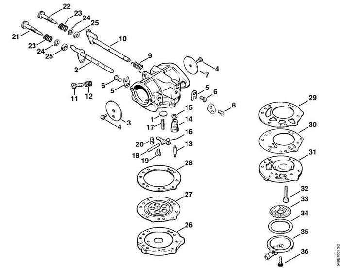 STIHL 1106-007-1061 Satz Vergaserteile positie -1 technische tekening