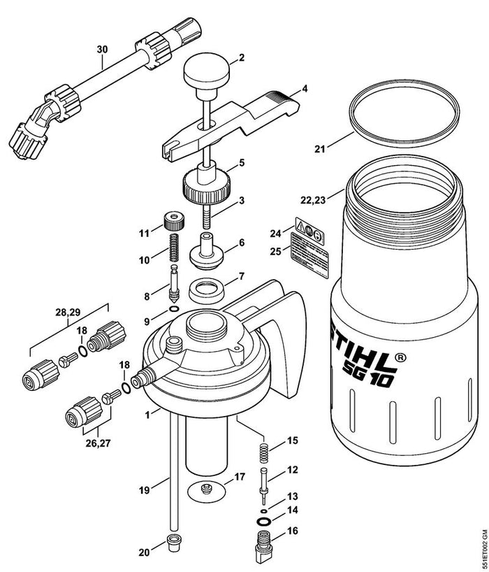 STIHL 4247-709-2002 Dichtring positie 21 technische tekening