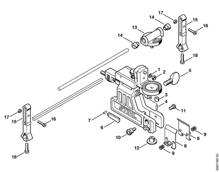 STIHL 9165-021-0950 Rändelschraube M5x10 positie 10 technische tekening