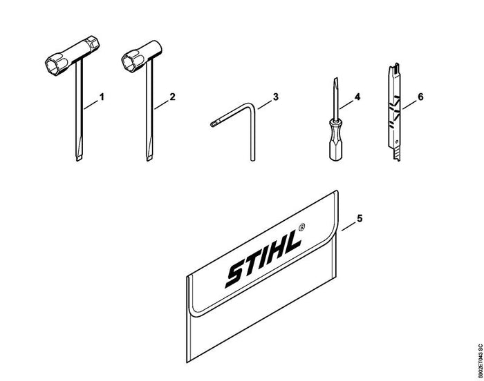 STIHL 1144-890-1401 Satz Werkzeuge positie -1 technische tekening
