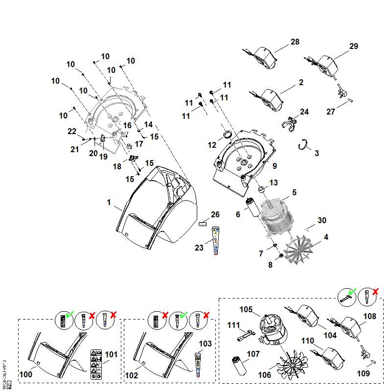 STIHL 0000-605-1015 Kondensator 25µF positie 107 technische tekening