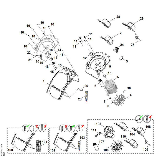 STIHL 0000-605-1015 Kondensator 25µF positie 107 technische tekening