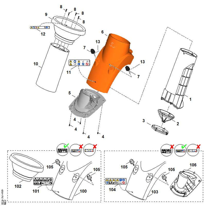 STIHL 0000-967-7210 Warnhinweis positie 101 technische tekening