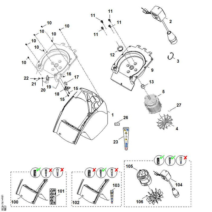 STIHL 0000-967-7412 Warnhinweis positie 103 technische tekening