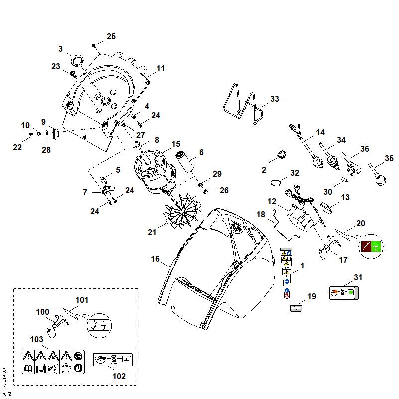 STIHL 6011-967-4415 Aufkleber positie 31 technische tekening