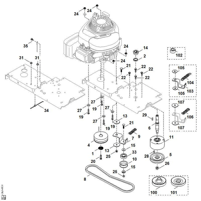 STIHL 9027-319-1880 Flachrundschraube M8x35 positie 21 technische tekening