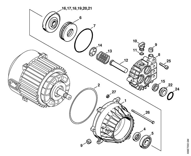 STIHL 4719-760-1400 Antriebsgehäuse positie 1 technische tekening