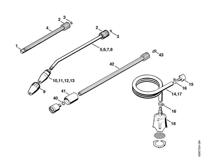 STIHL 9645-945-7558 RDR A 14x1,5-NBR70 positie 40 technische tekening