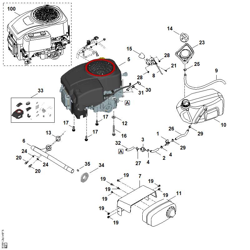 STIHL 6140-358-0800 Schlauch positie 32 technische tekening