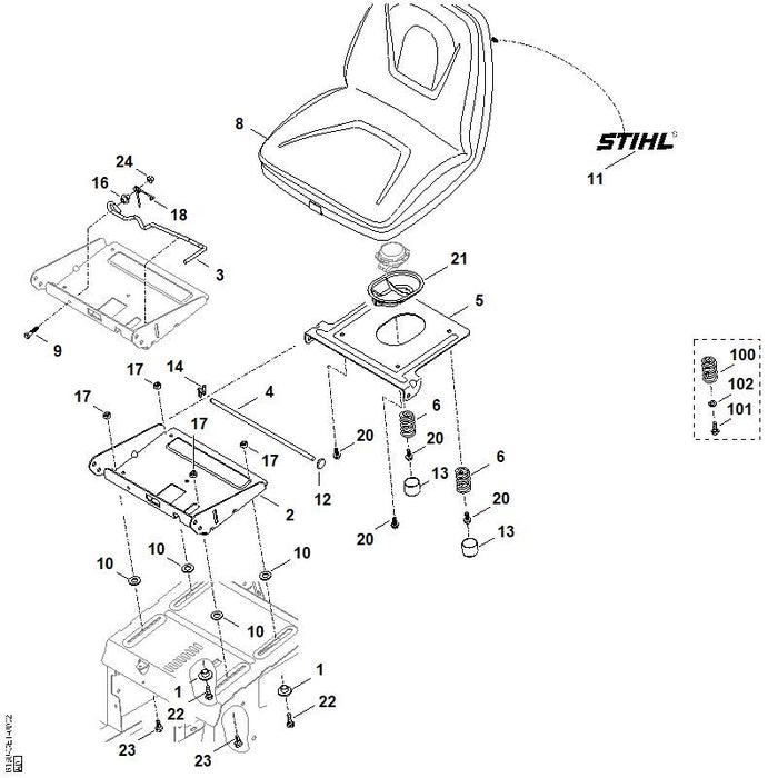 STIHL 9417-021-7530 Schnellbefestigung positie 12 technische tekening