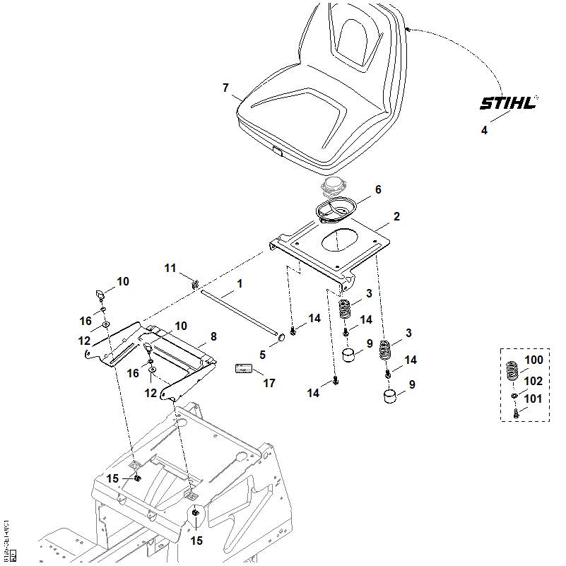 STIHL 6170-763-5441 Halteblech positie 2 technische tekening