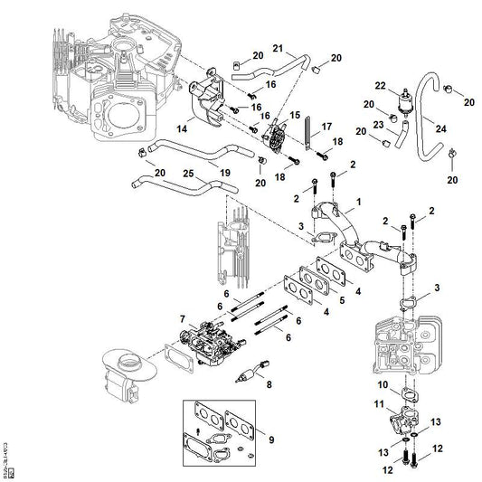 STIHL 0004-007-1807 Reparatursatz Vergaser positie 9 technische tekening