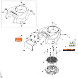 STIHL 0004-967-7505 Warnhinweis positie 8 technische tekening