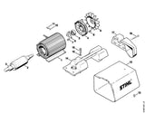 STIHL 4717-602-0205 Stator 230 V positie 1 technische tekening