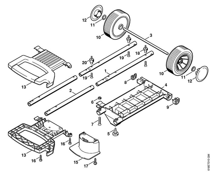 STIHL 4717-791-9105 Distanzstück rechts positie 9 technische tekening