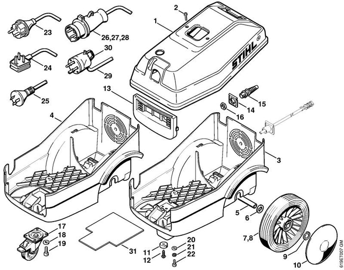 STIHL 9991-003-0655 Klemmring Ø 20x3,3 positie 9 technische tekening