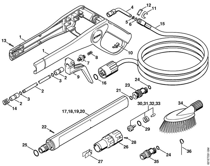 STIHL 4915-500-6303 Düse 1,65 mm positie 31 technische tekening