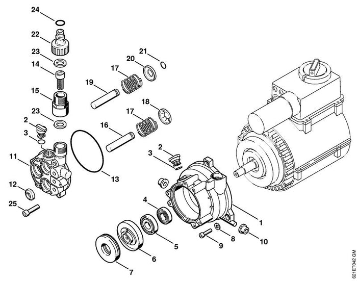 STIHL 9045-319-1050 Zylinderschraube DIN912-M5x25-8.8 positie 9 technische tekening