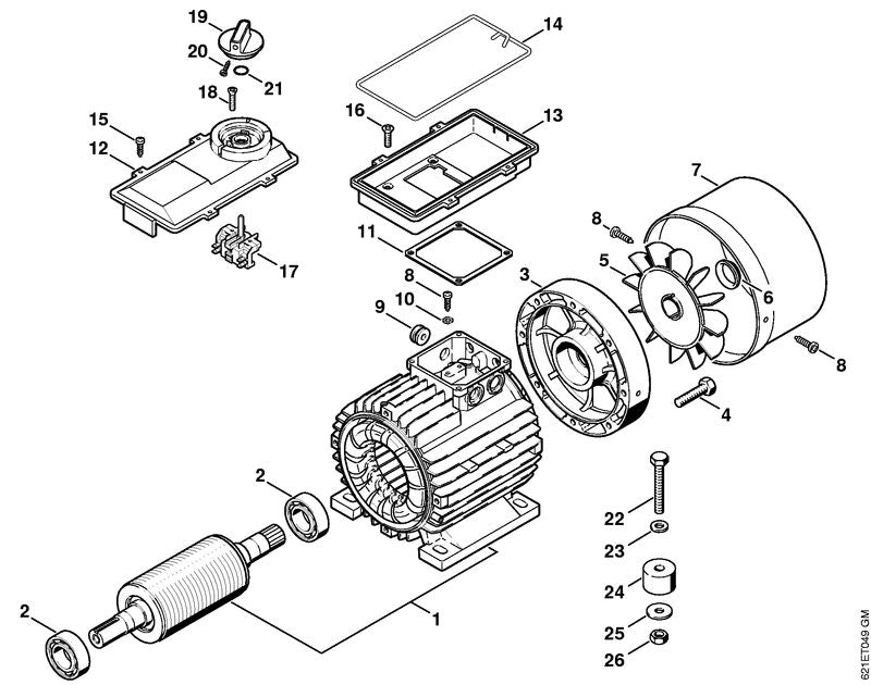 STIHL 4706-512-0405 Drehgriff positie 19 technische tekening