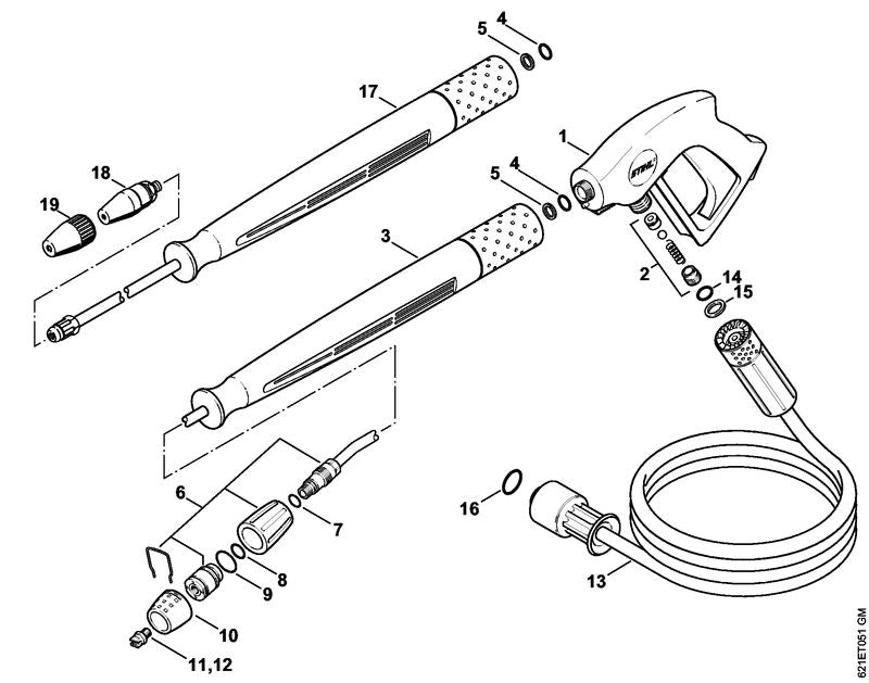 STIHL 4900-502-1028 Düse 25035 positie 12 technische tekening
