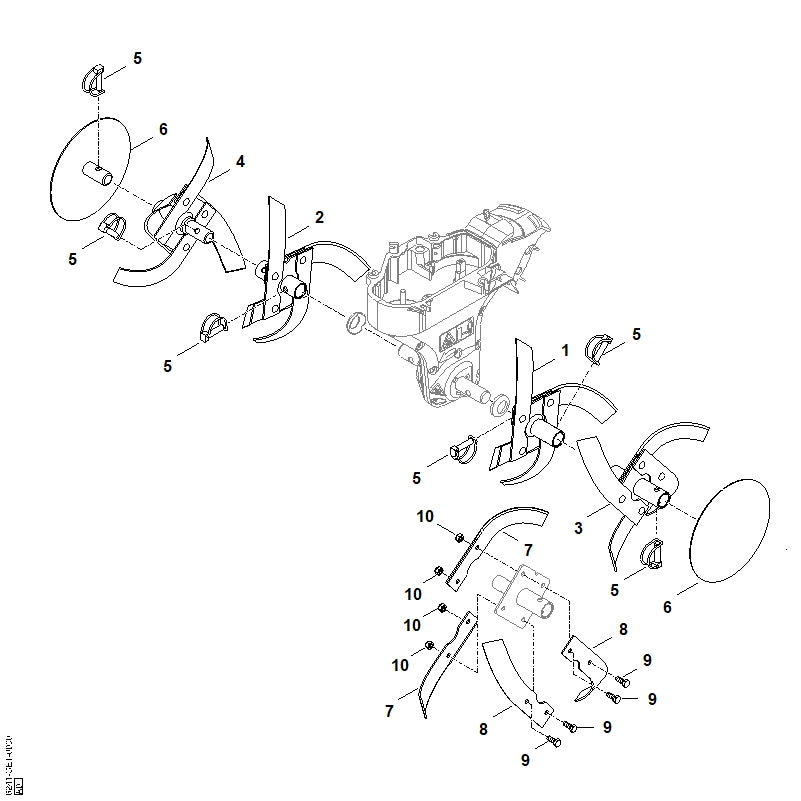 STIHL 6241-710-0200 Hacksatz kpl. innen links positie 1 technische tekening