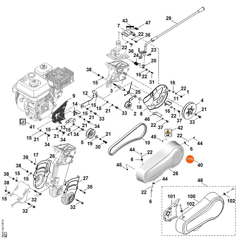 STIHL 6250-740-3400 Schalthebel kpl. positie 29 technische tekening