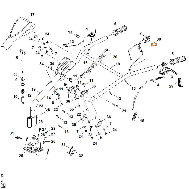 STIHL 6250-716-4900 Zugfeder positie 15 technische tekening