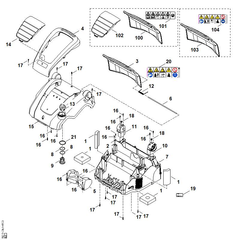 STIHL 6291-717-3611 Abdeckung positie 14 technische tekening