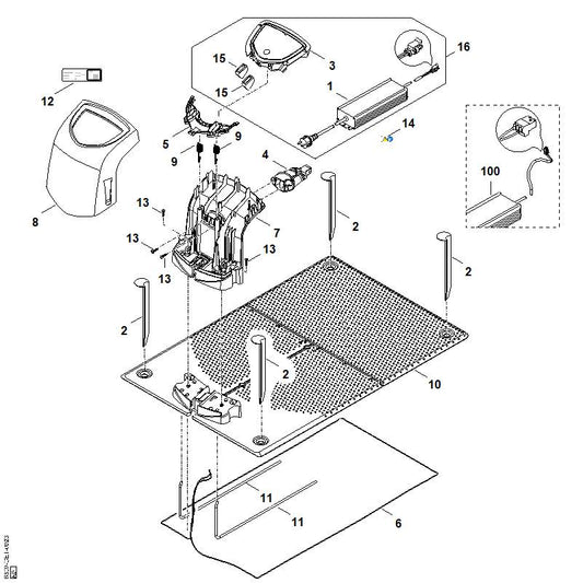 STIHL 0000-967-7242 Warnhinweis positie 14 technische tekening