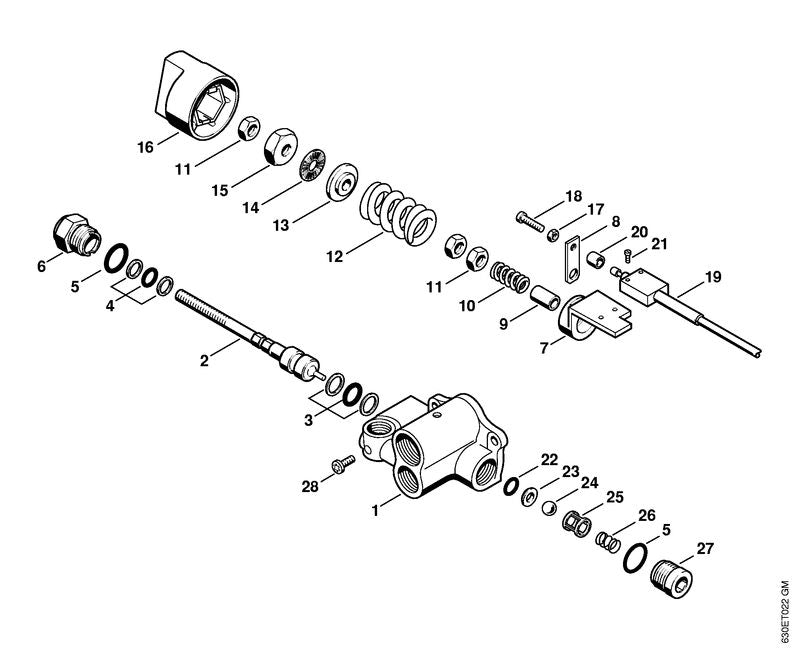 STIHL 4705-430-0520 Mikroschalter positie 19 technische tekening